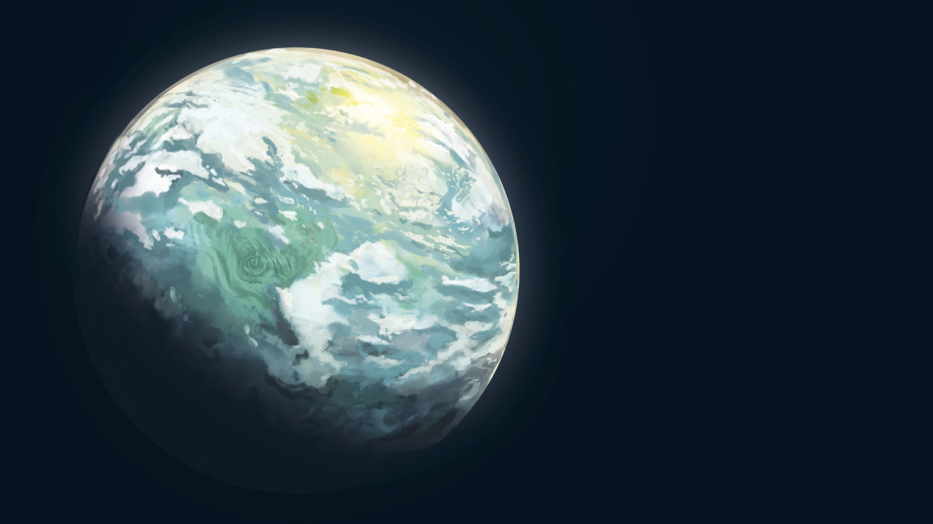 A painting of Gliese 667 Cc, seen from space