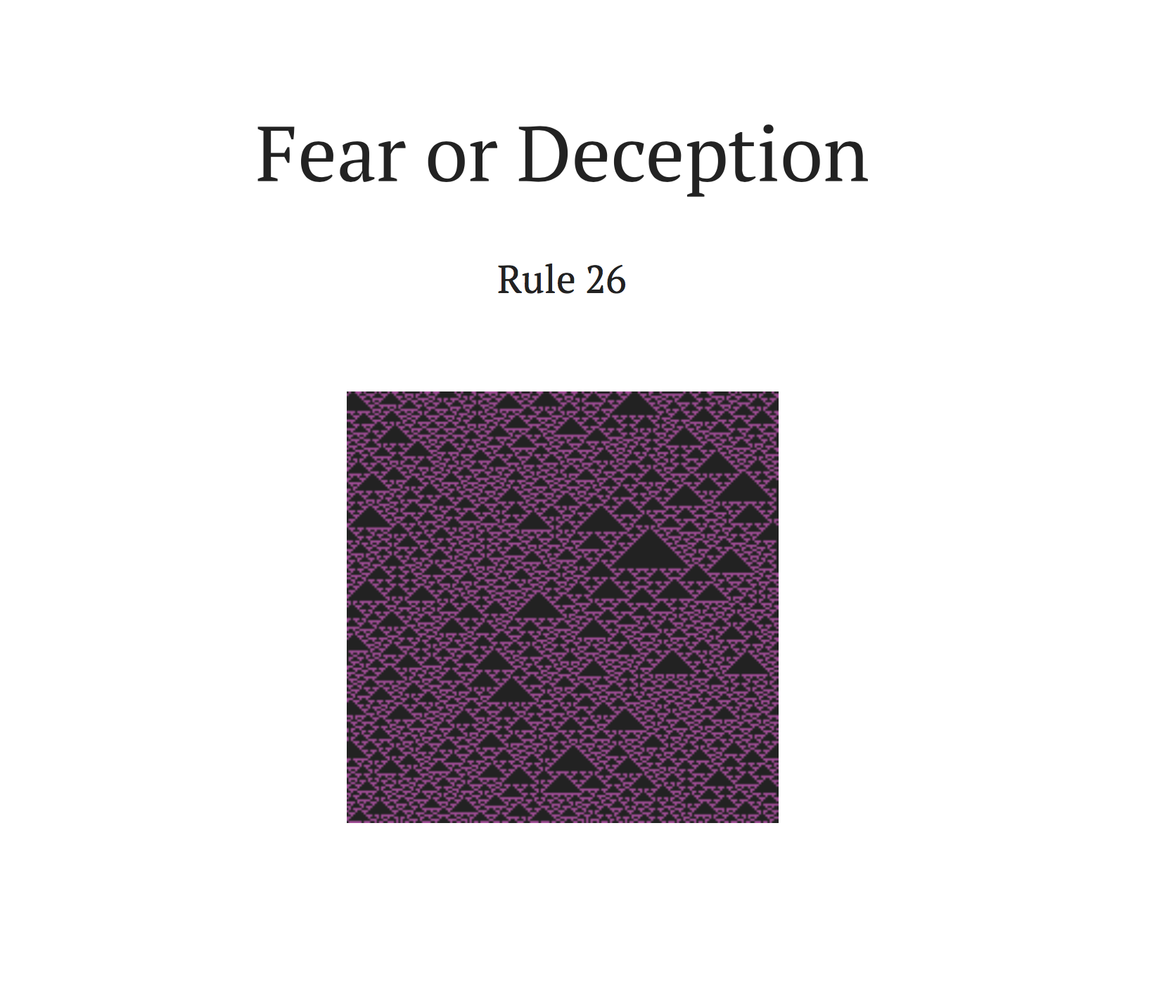 Title page from a generated book: Fear or Deception
